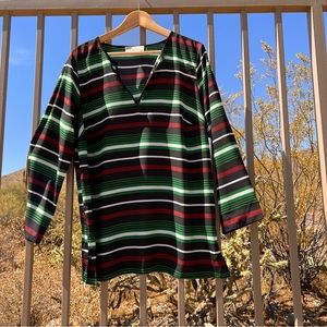 ⬇️Michael Kors Women’s Top Size 1X Color Black, Green, White, Burgundy Stripe
